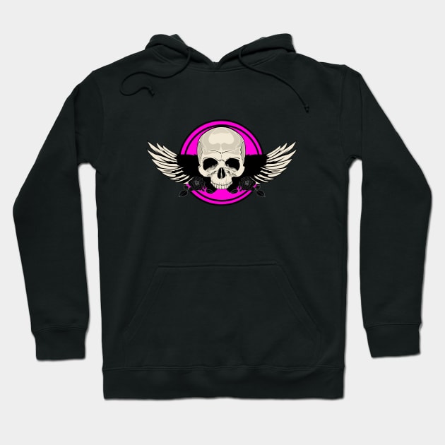 Wing Skull - PINK Hoodie by adamzworld